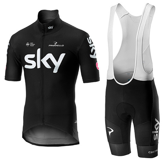 2019 Maillot Sky Tirantes Mangas Cortas Negro